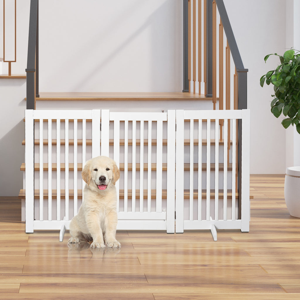 Barrière de sécurité chien barrière modulable pliable avec porte verrouillable intégrée 155 x 35,5 x 76 cm MDF blanc-9