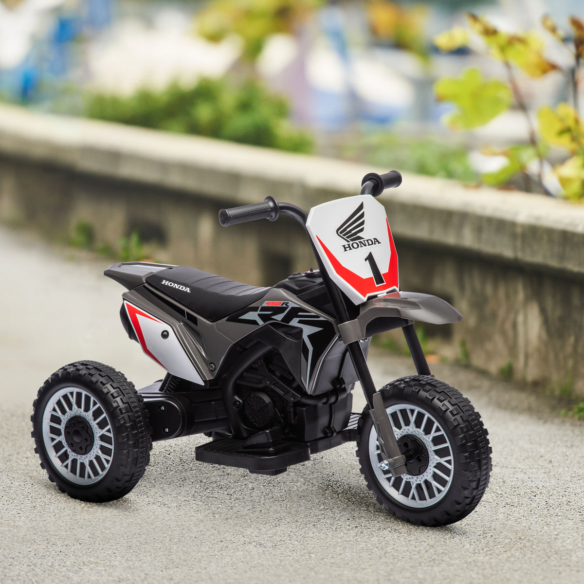 Moto cross éléctrique pour enfant licence Honda CRF450RL 3 roues batterie 6V enfants 18-36 mois gris-9