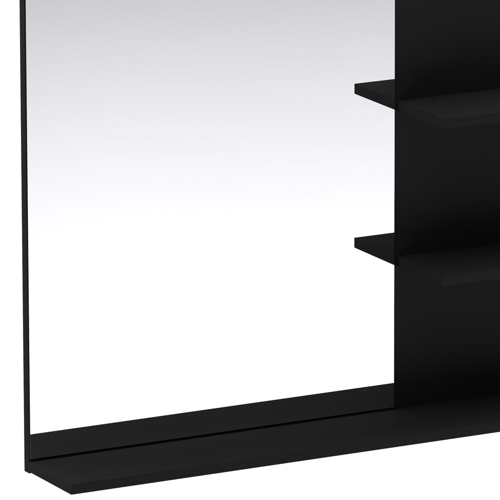 Miroir Salle de Bain avec 3 Étagères 60 x 48 cm, Miroir Mural Modern pour chambre à coucher, bureau, Noir-7