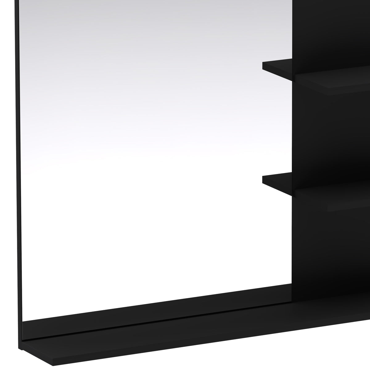 Miroir Salle de Bain avec 3 Étagères 60 x 48 cm, Miroir Mural Modern pour chambre à coucher, bureau, Noir-7