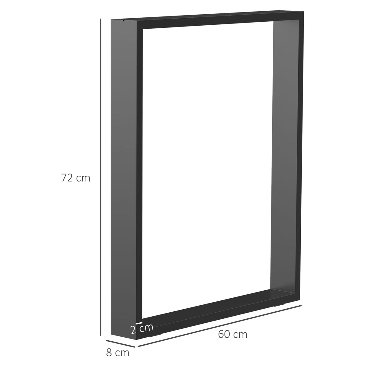 Lot de 2 pieds rectangulaires en acier noir pour table - hauteur 72 cm - design contemporain-2