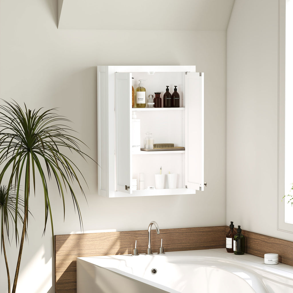 Armoire murale de salle de bain 3 niveaux, meuble de rangement suspendu  2 portes étagère réglable 61 x 20 x 84 cm blanc-9
