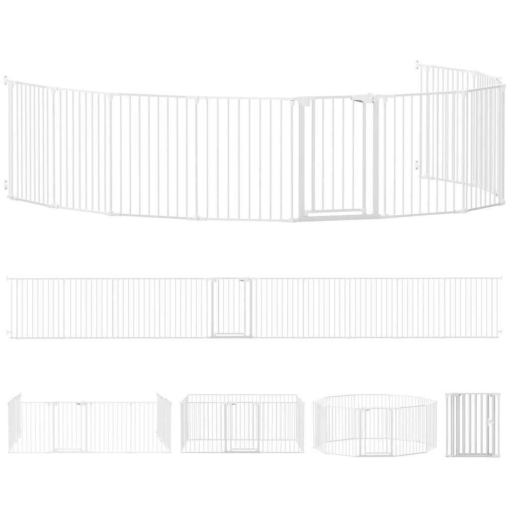 Barrière de sécurité en métal parc enclos pliable et modulable pour chien et enfant 10 panneaux 61 x 75 cm blanc-0