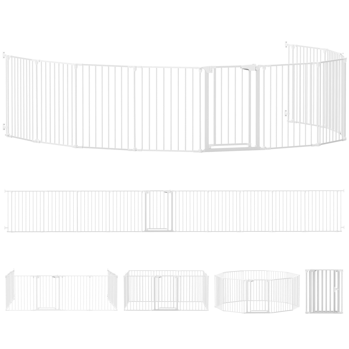 Barrière de sécurité en métal parc enclos pliable et modulable pour chien et enfant 10 panneaux 61 x 75 cm blanc-0
