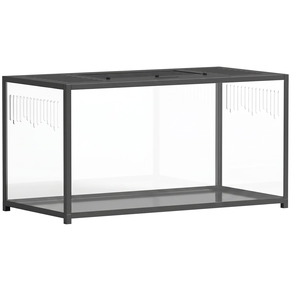 Cage Hamster Habitat Rongeur Vue Panoramique 360° Structure Robuste en Métal Espace Étanche Profond 100x50x52,5 cm Noir-0