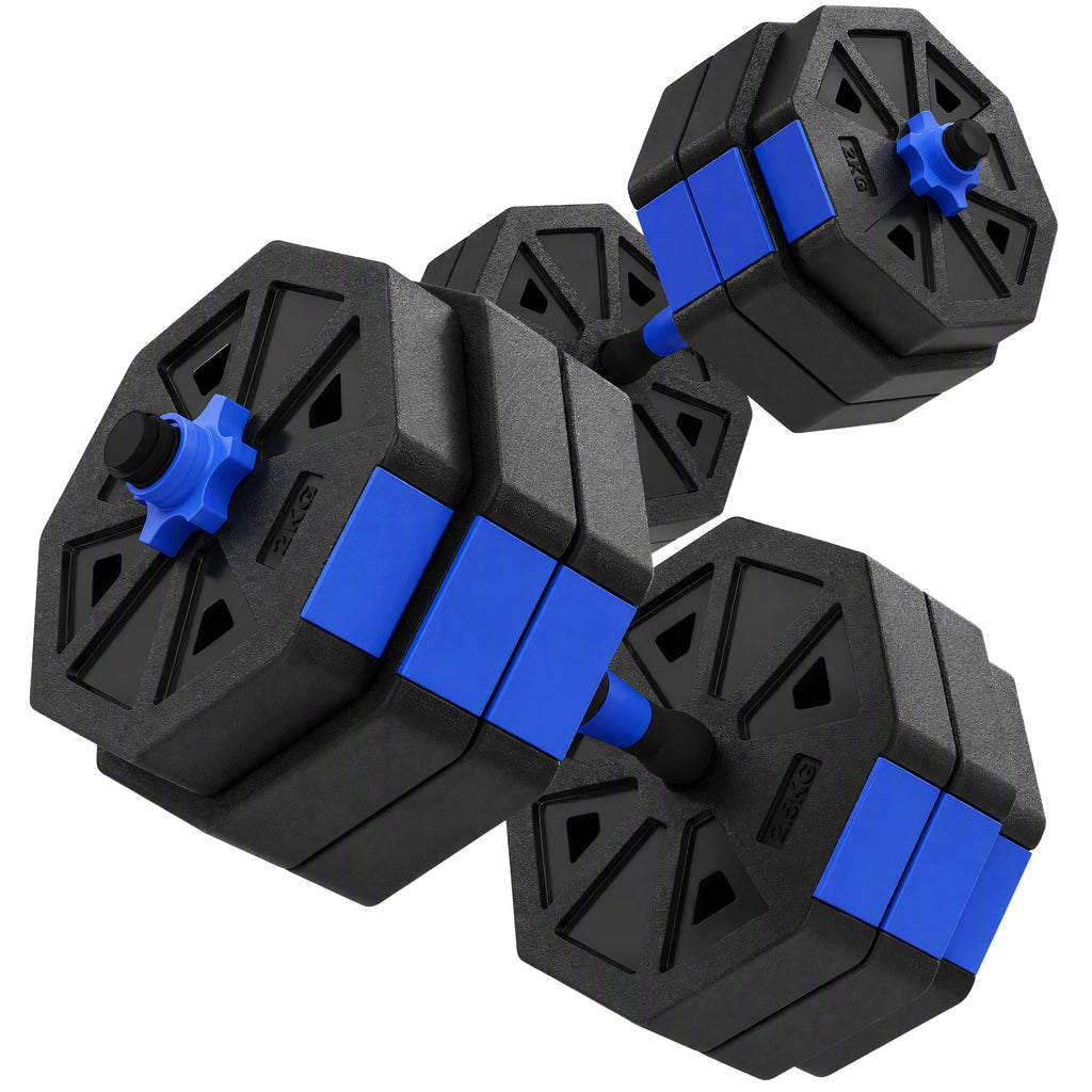 Ensemble d'haltères musculation 6-en-1 haltère réglable 25 kg kettlebell, barre de musculation support pour pompes bleu-0
