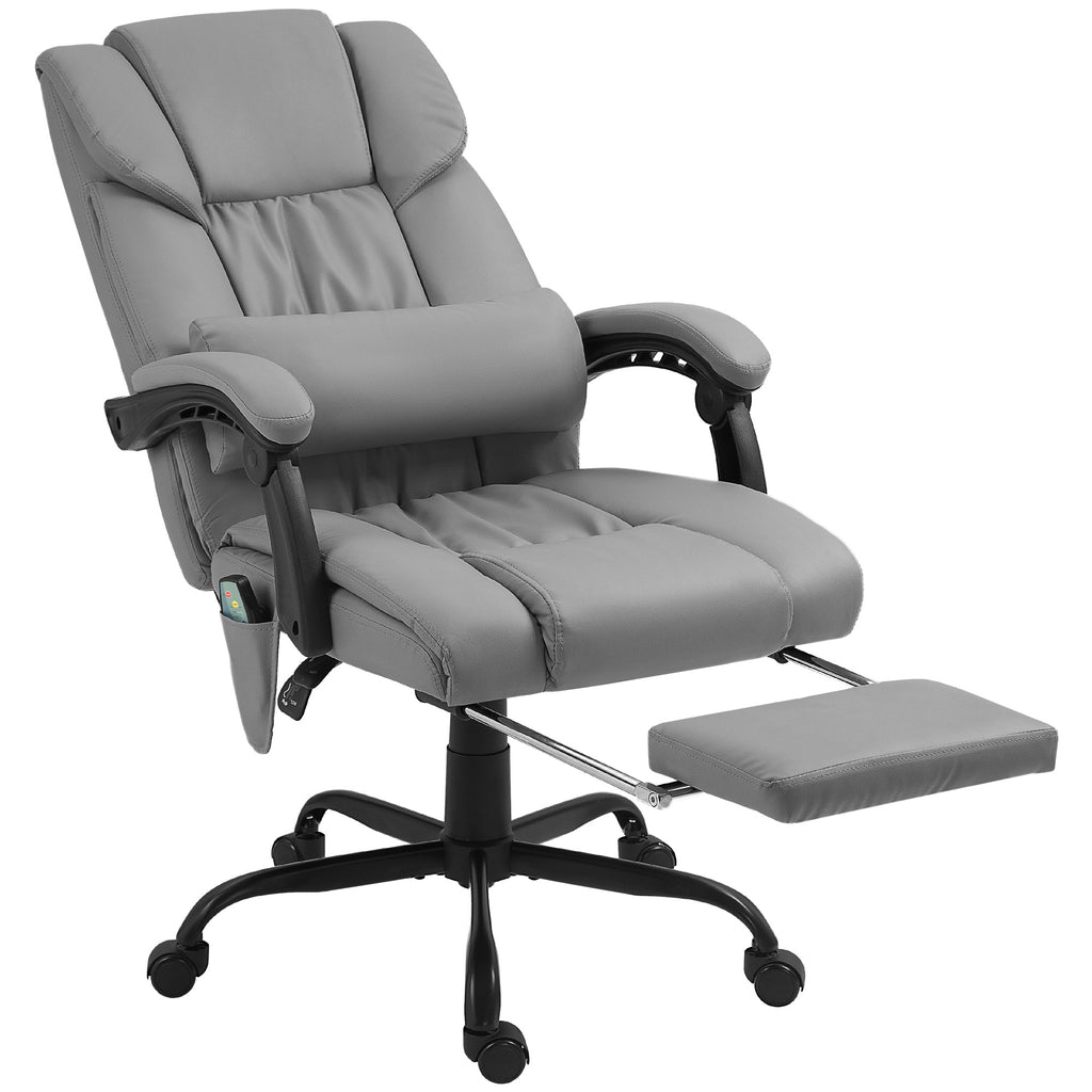 Fauteuil de bureau massant avec repose-pied, hauteur réglable, dossier inclinable, télécommande filaire, pivotant à 360°-0