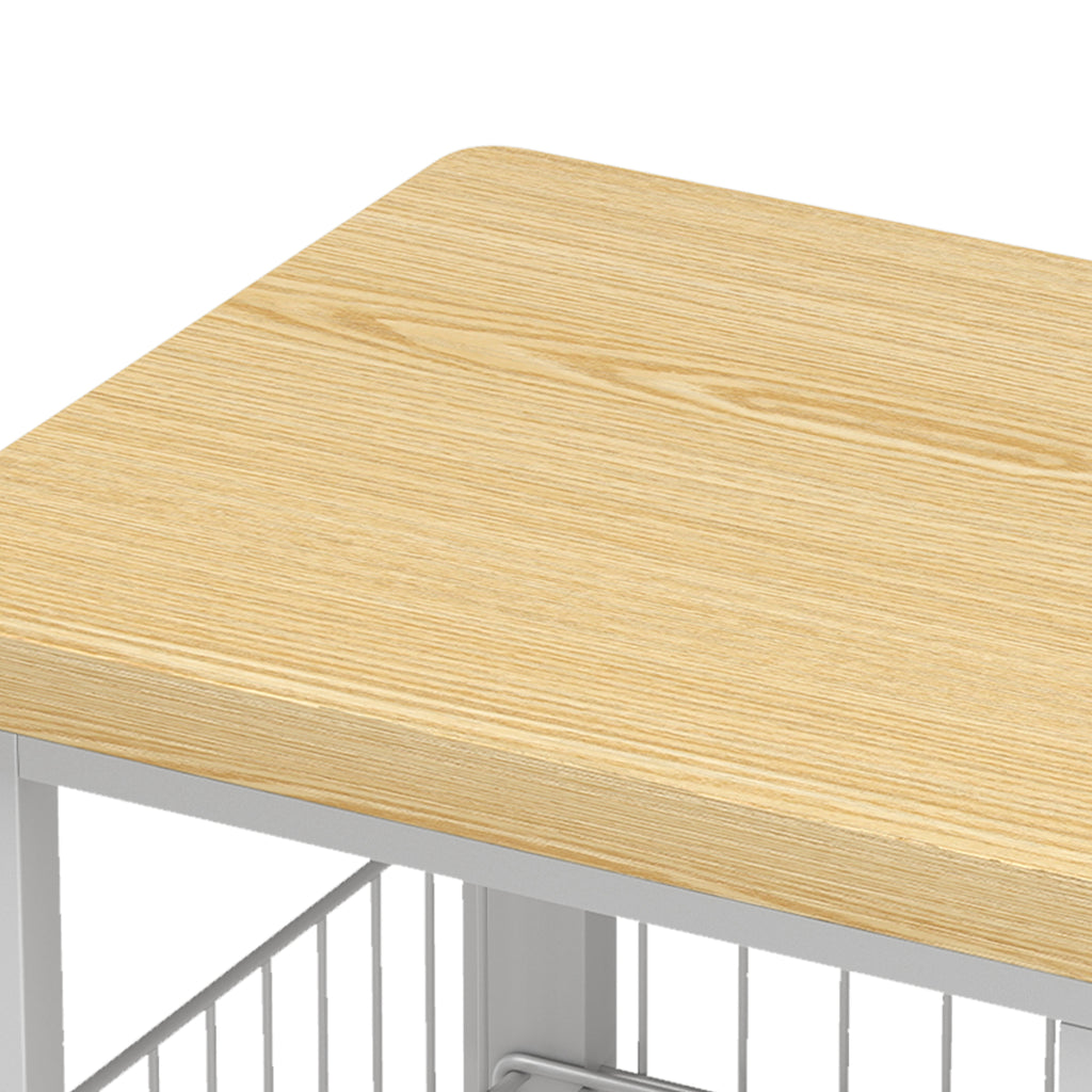 Étagère de rangement de cuisine avec paniers coulissants et placard, support micro-ondes, 100 x 35 x 80 cm, blanc-9