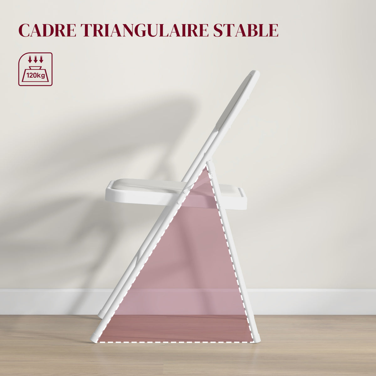 Lot de 4 chaises pliantes chaises de salle à manger portables cadre en acier dim. 45l x 46P x 78H cm blanc-4