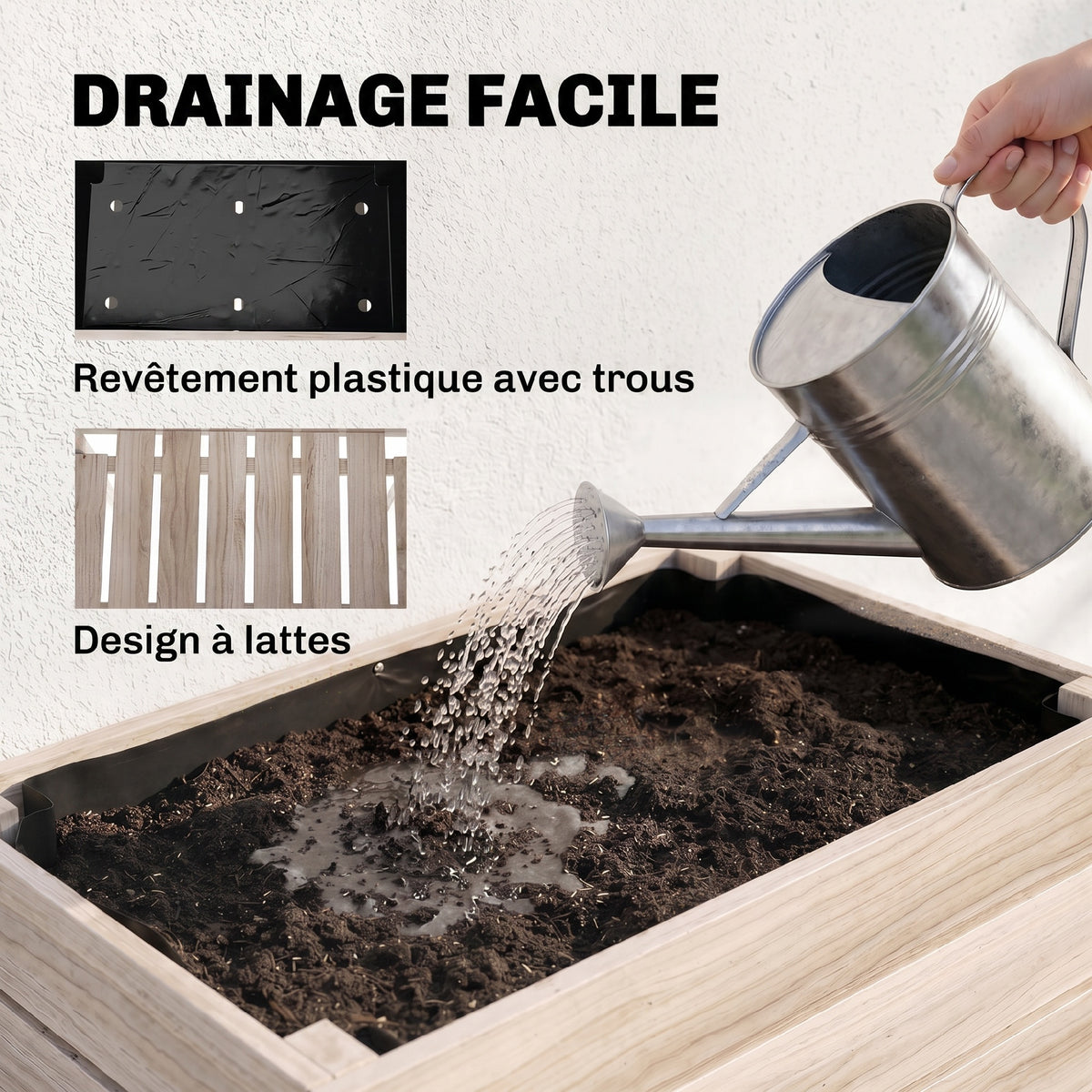 Jardinières sur Pieds carrés potagers - Lot de 4 jardinières sur Pied modulables - 50L x 30l x 60H cm-5