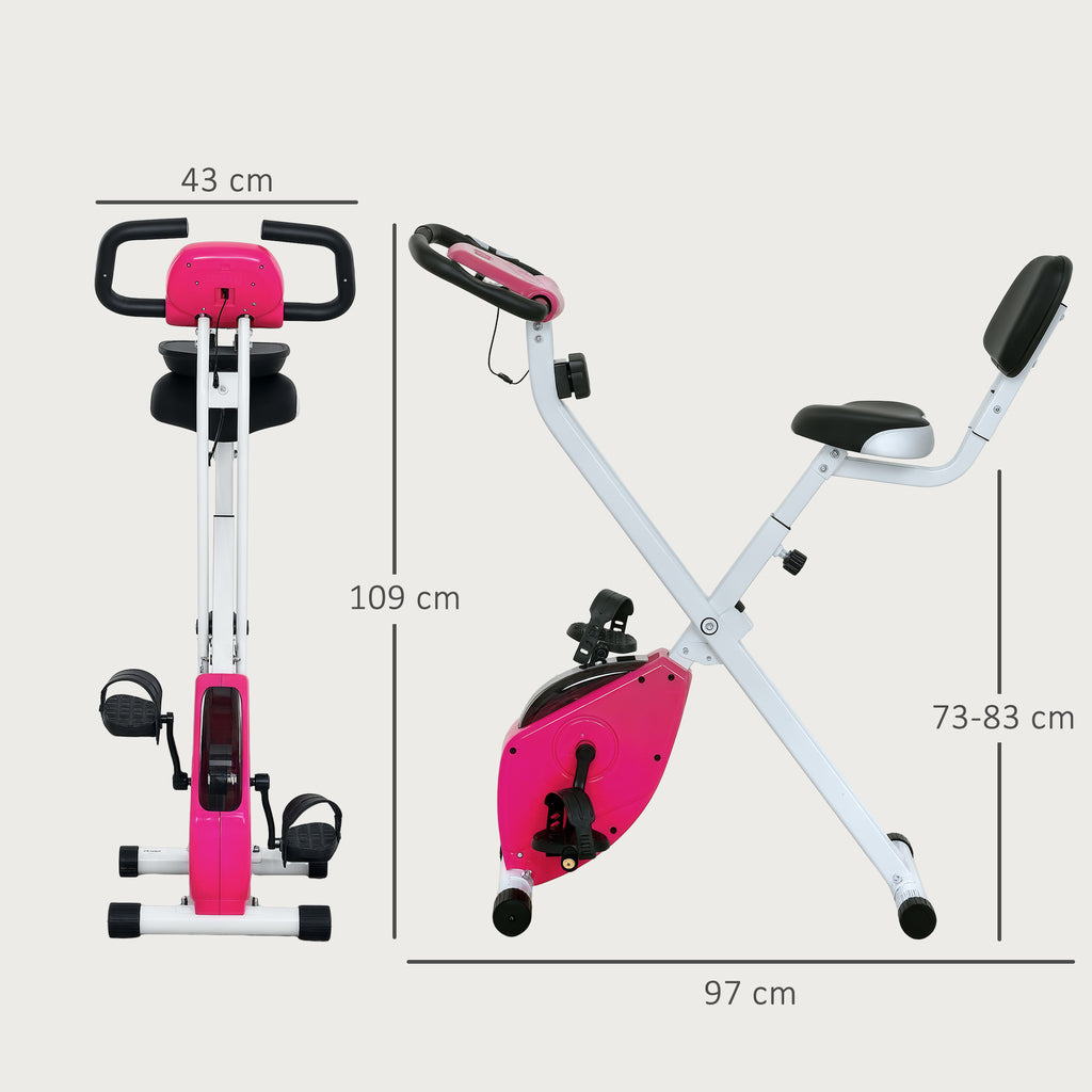 Vélo d'appartement pliable - 8 niveaux de résistance, selle et dossier réglables, rose-2