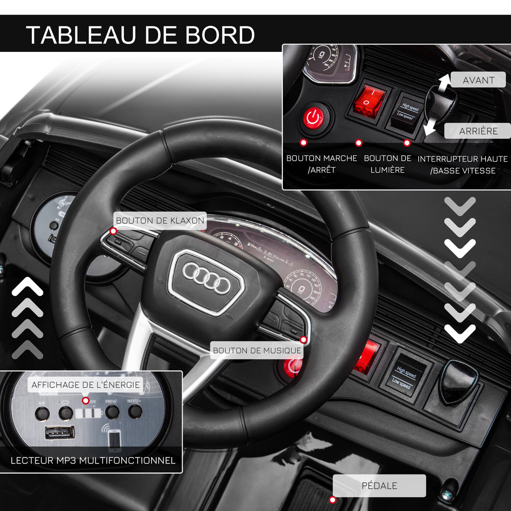 Voiture électrique enfants sous licence Audi RS Q8, véhicule électrique avec télécommande, USB, Bluetooth, noir-4