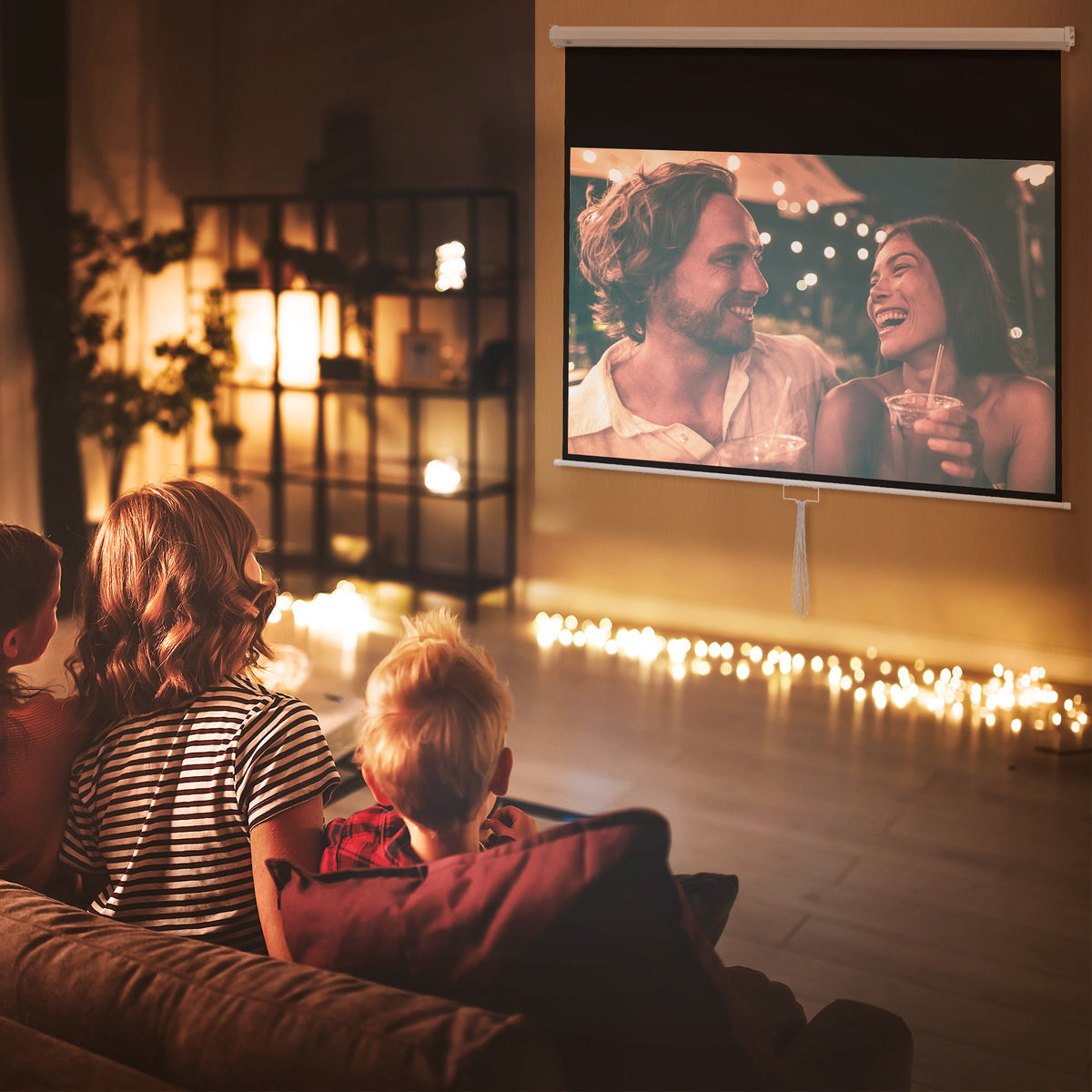 Écran de projection TV et Home Cinema 80 Pouces 16:9 4K HD, fixation mural ou plafond, 187 x 8 x 150 cm-1