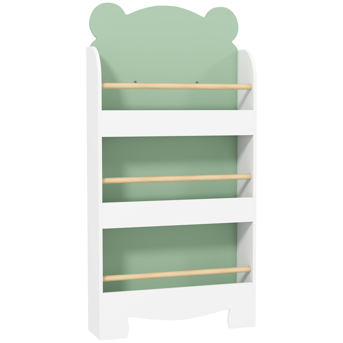 Bibliothèque pour enfant, rangement livre enfant 3 niveaux pour salle de jeux, chambre d'enfant, vert-0