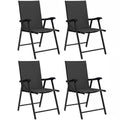 Lot de 4 Chaises de Jardin Pliantes Structure Acier Robuste sans Montage Dossier Haut Ergonomique 58x62x97cm Noir-0