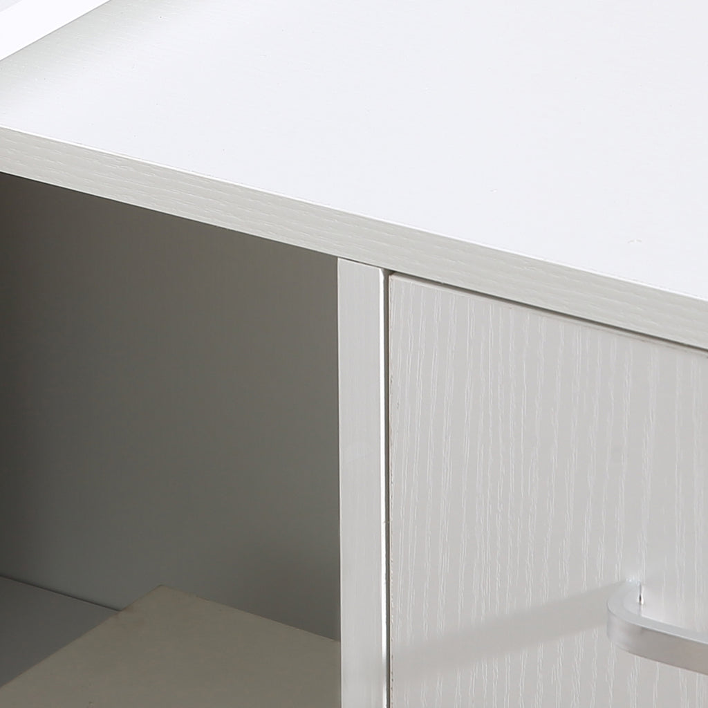 Bureau d'angle rotatif à 180°, bureau d'ordinateur, bibliothèque, tiroir, placard, poste de travail, 117x82x74cm, blanc-8