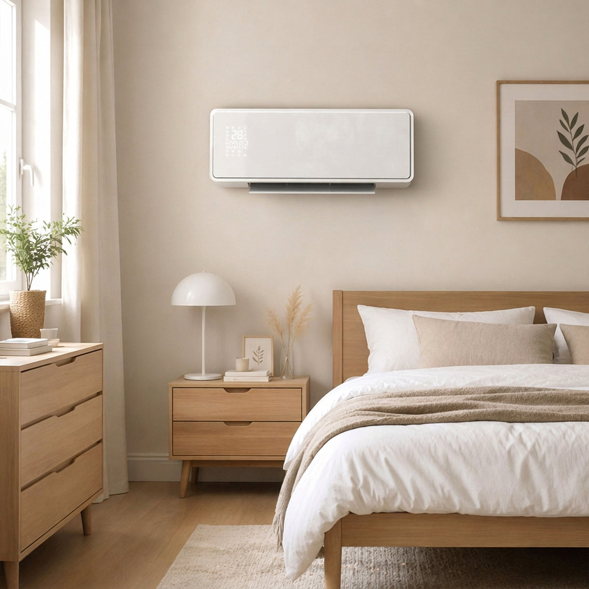 Chauffage mural en céramique 1000/2000W, radiateur électrique, ventilateur, thermostat, minuterie, 54x18,7x12,3cm, blanc-3