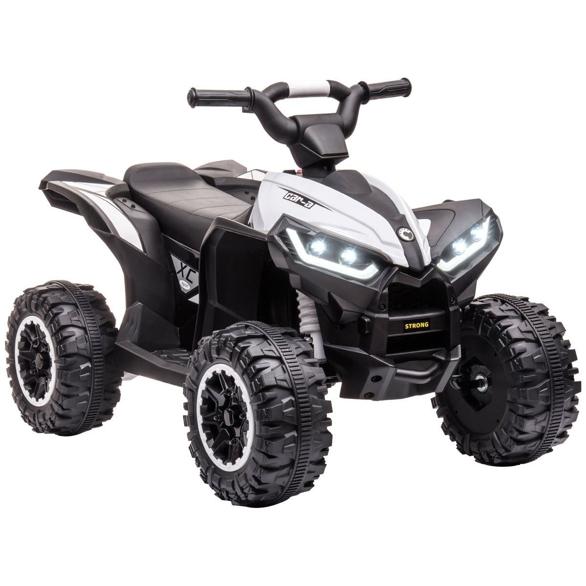 Quad buggy électrique enfant 12 V 6 Km/h max. effets lumineux selle pour enfant 3-5 ans métal PP noir blanc-0