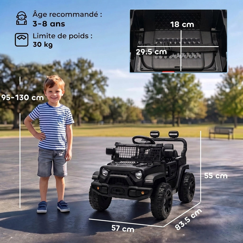 Voiture Électrique Enfants 12V, Buggy Électrique Enfants, 2-4 km/h, 2 Moteurs, Télécommande, Batterie Lithium, Noir-2