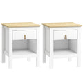 Lot de 2 tables de chevet avec tiroir et compartiment ouvert, 45 x 40 x 55 cm, blanc-0