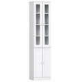 Meuble de Salle de Bain 6 niveaux, Meuble de Rangement avec 4 Portes à Fermeture Douce et Étagères Réglables, Blanc-0
