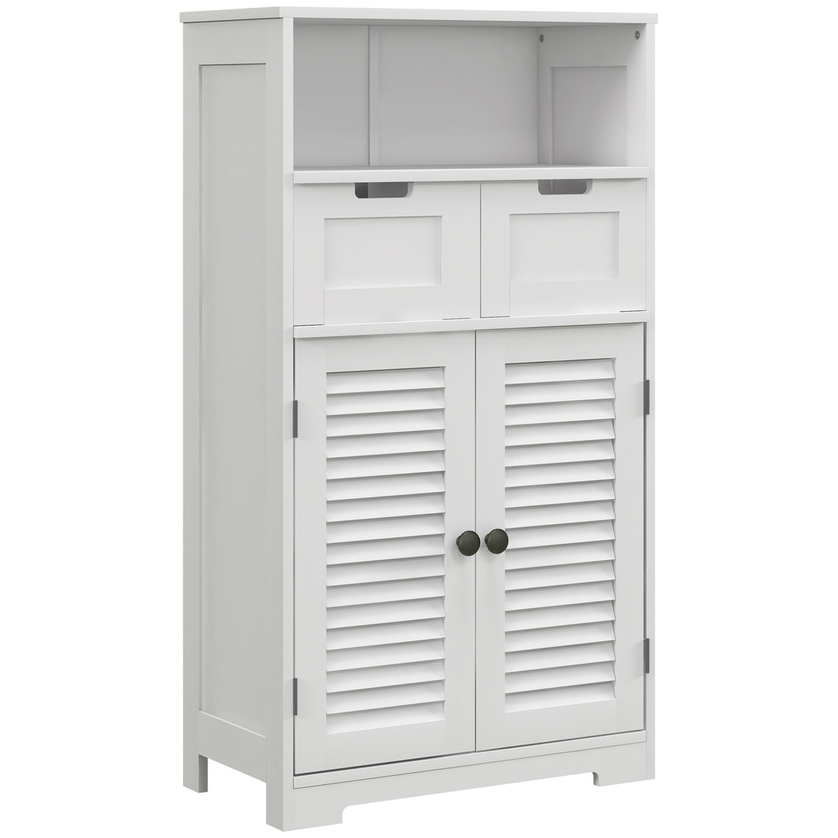 Meuble de salle de bain armoire 2 portes étagère réglable 2 tiroirs niche 61 x 30,5 x 109,5 cm blanc-0