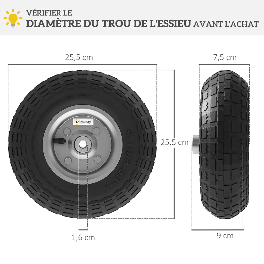 Lot de 4 Pneus Pneumatiques de Remplacement Alésage de 16mm pour Chariot de Jardin, Brouette et diable-2