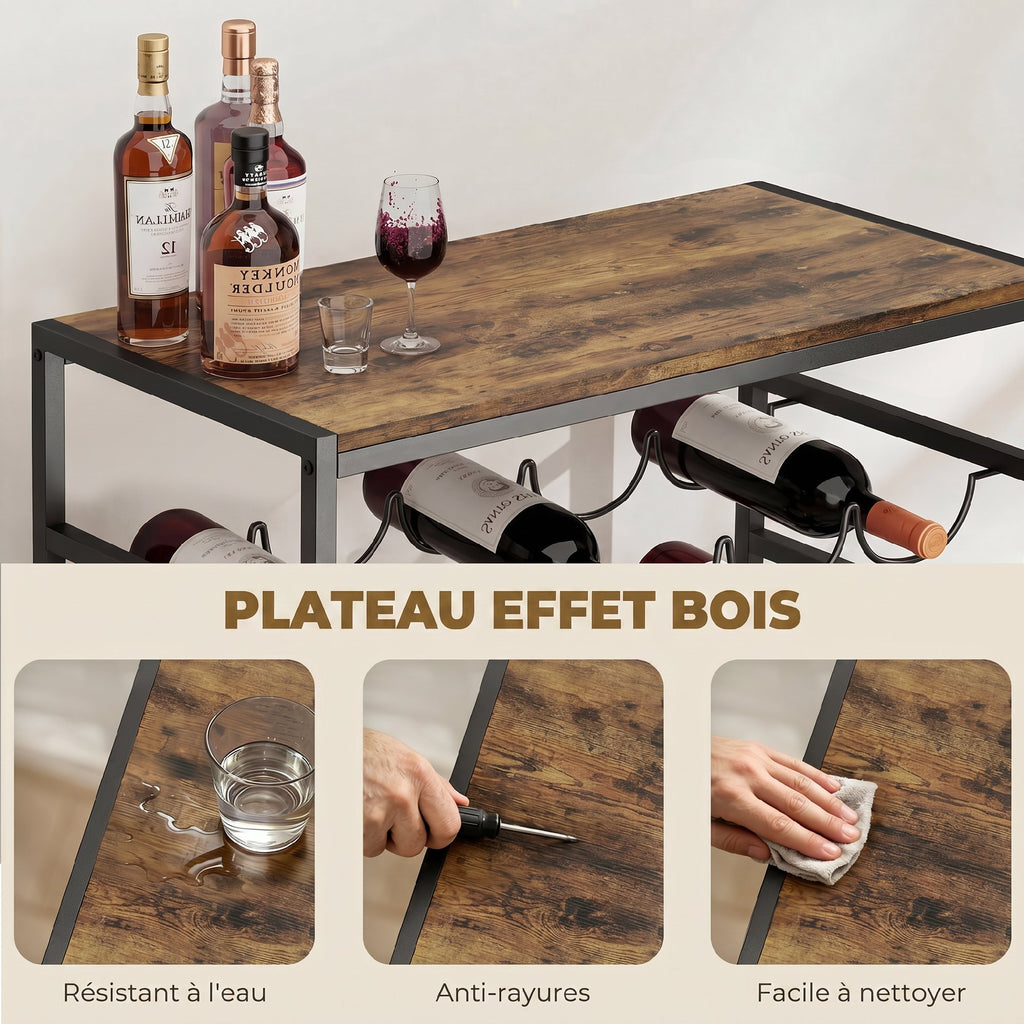 Casier à bouteilles pour 30 bouteilles, étagère à vin avec 6 niveaux, style industriel, 59x30x88,5cm, brun rustique-4