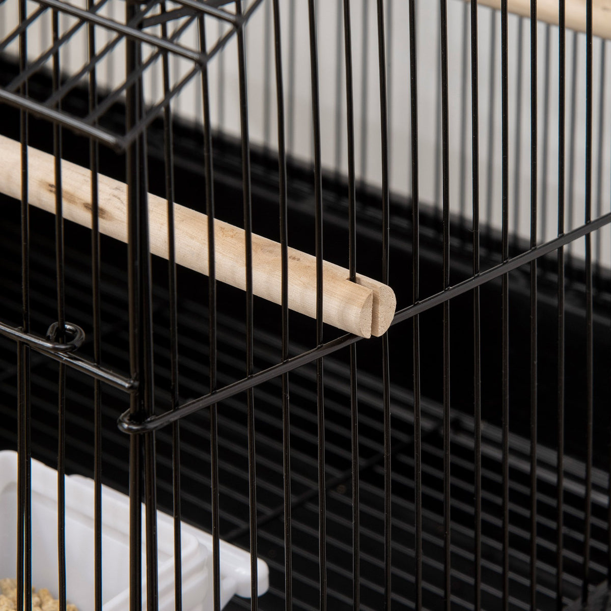 Cage à oiseaux design maison mangeoires perchoirs 3 portes plateau excrément amovible + poignée transport 50,5 x 41 x 63 cm noir-7