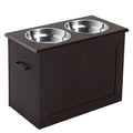 Gamelles chiens surélevées gamelle double chien chat Porte-gamelles surélevé 60L x 30l x 41H cm bois chocolat-0