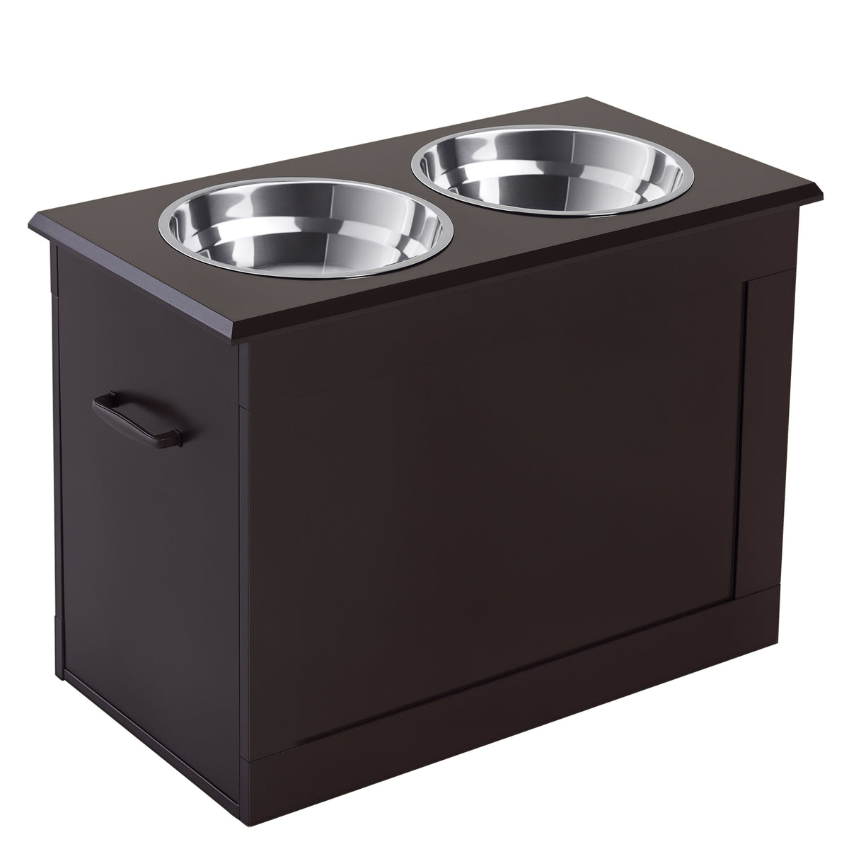 Gamelles chiens surélevées gamelle double chien chat Porte-gamelles surélevé 60L x 30l x 41H cm bois chocolat-0