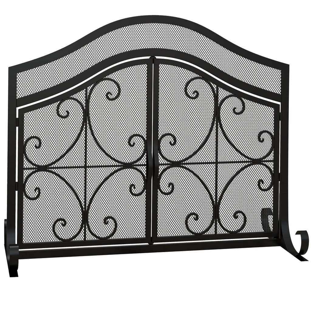 Grille de protection pour cheminée panneau unique en maille d'acier 105 x 40 x 80,5 cm noir-0