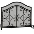 Grille de protection pour cheminée panneau unique en maille d'acier 105 x 40 x 80,5 cm noir-0