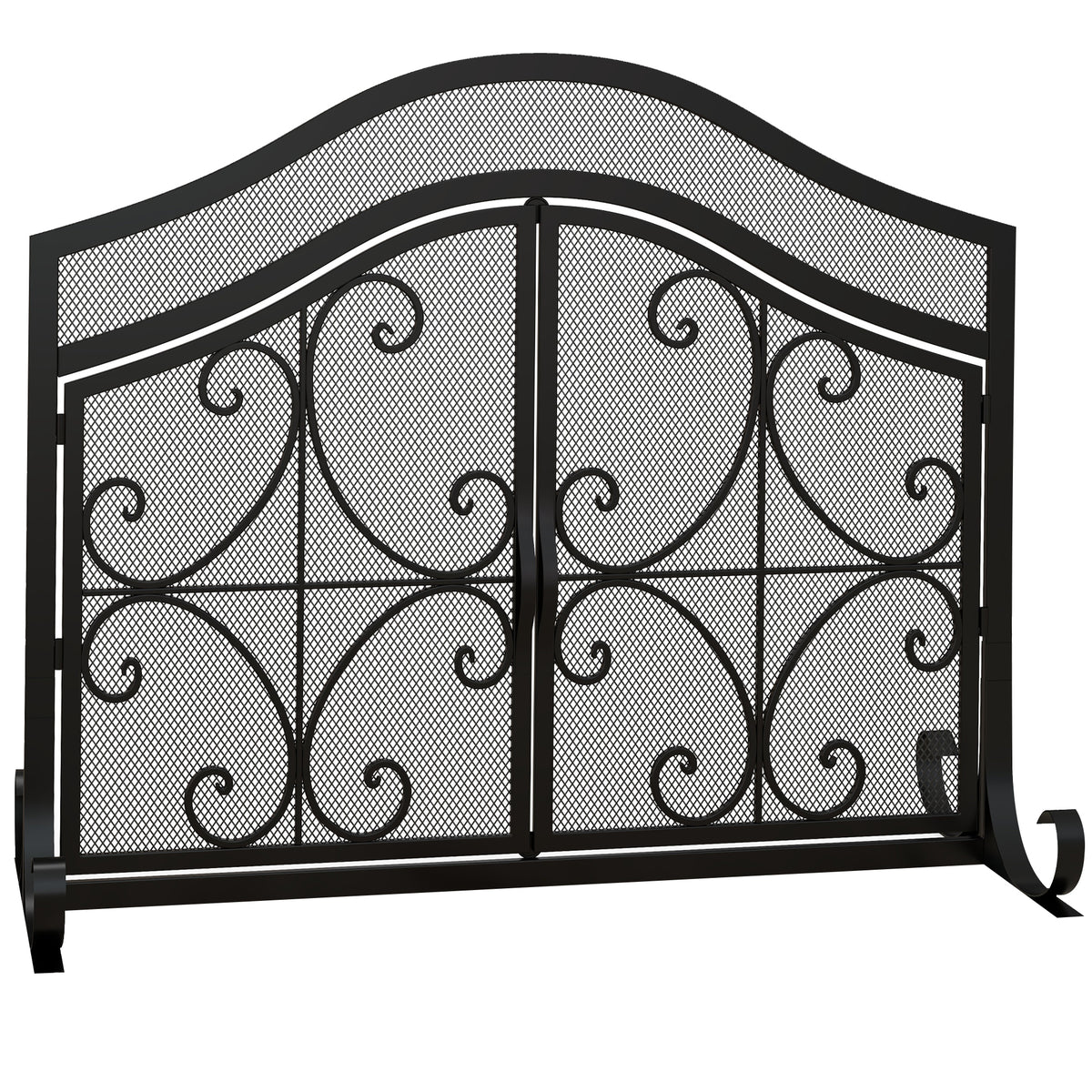 Grille de protection pour cheminée panneau unique en maille d'acier 105 x 40 x 80,5 cm noir-0