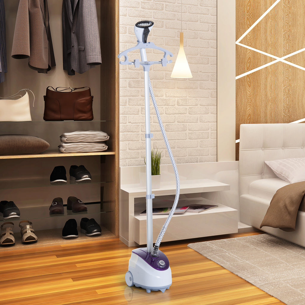 Défroisseur Vapeur Vertical Défroisseur à Vêtements 1,8 L 1800 W, Débit Vapeur 30g/min, Tige Télescopique, Blanc Violet-8
