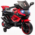 Moto électrique enfants 6 V, voiture électrique enfants avec roues d'entraînement, effets lumineux et sonores, rouge-0