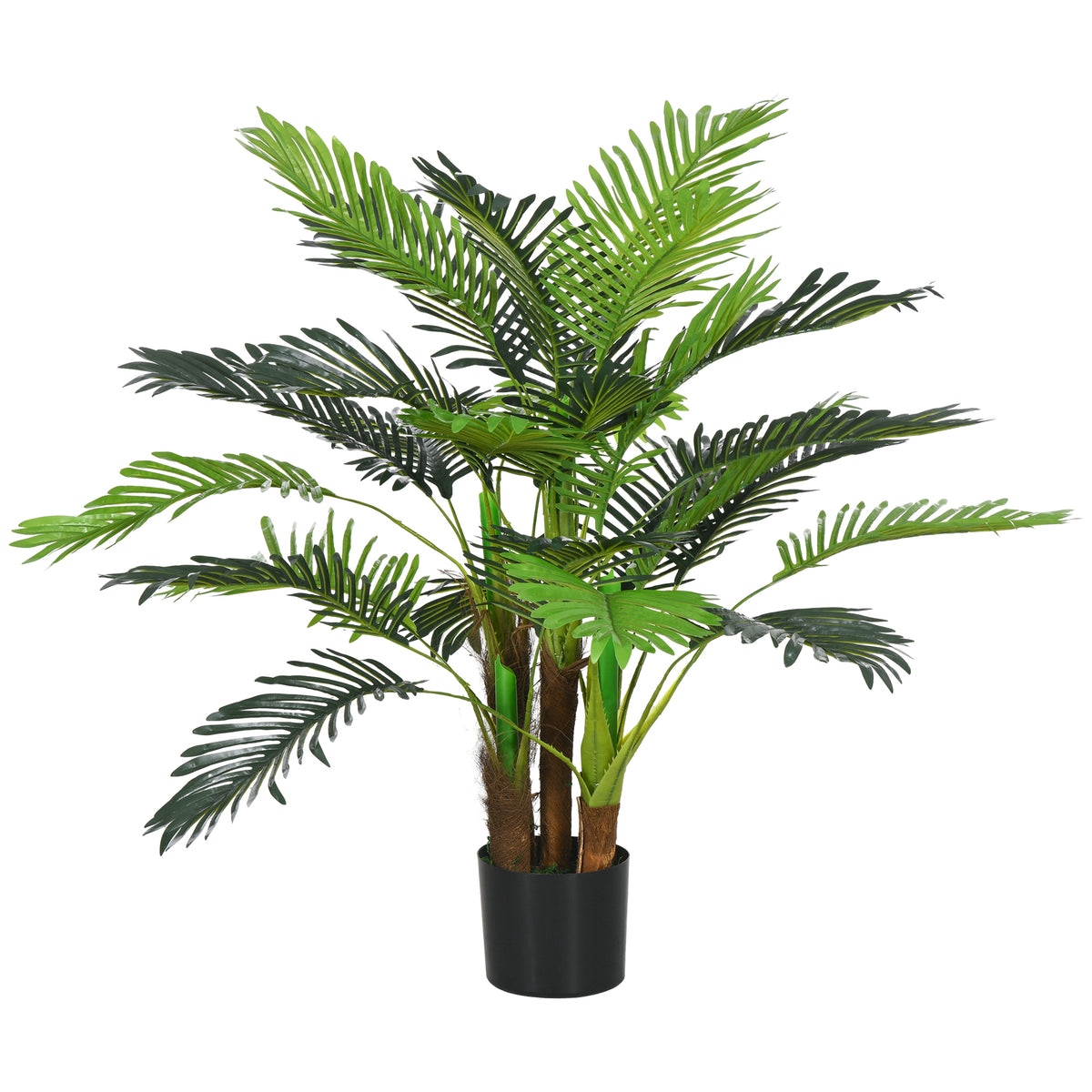 Palmier Artificiel H.1 m Arbre Artificiel Tronc Branches Lichen Feuilles Grand réalisme Pot Inclus-0