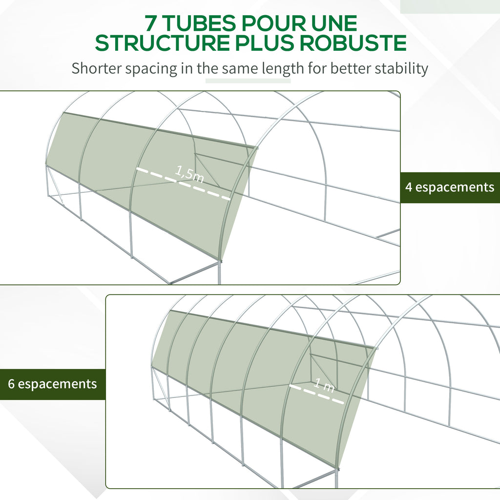 Serre de jardin serre tunnel 18 m² avec porte, parois latérales enroulables 12 fenêtres acier PE  4 x 3 x 2 m vert-4