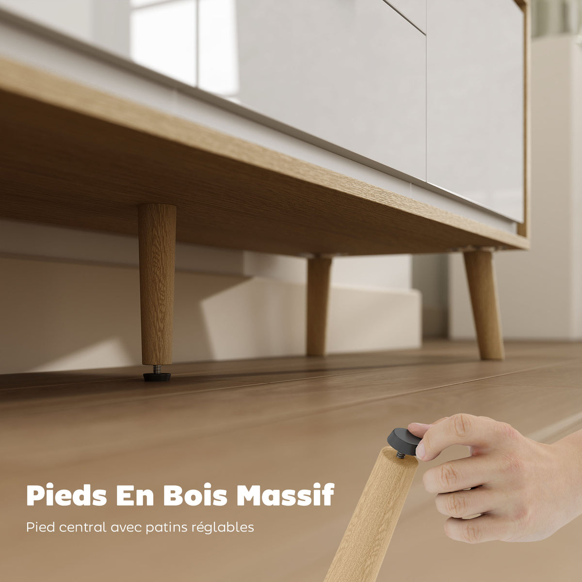 Meuble TV, meuble télé pour jusqu'à 55 pouces, 2 portes à haute brillance, 2 tiroirs silencieux, 120 x 35 x 50 cm, blanc-7