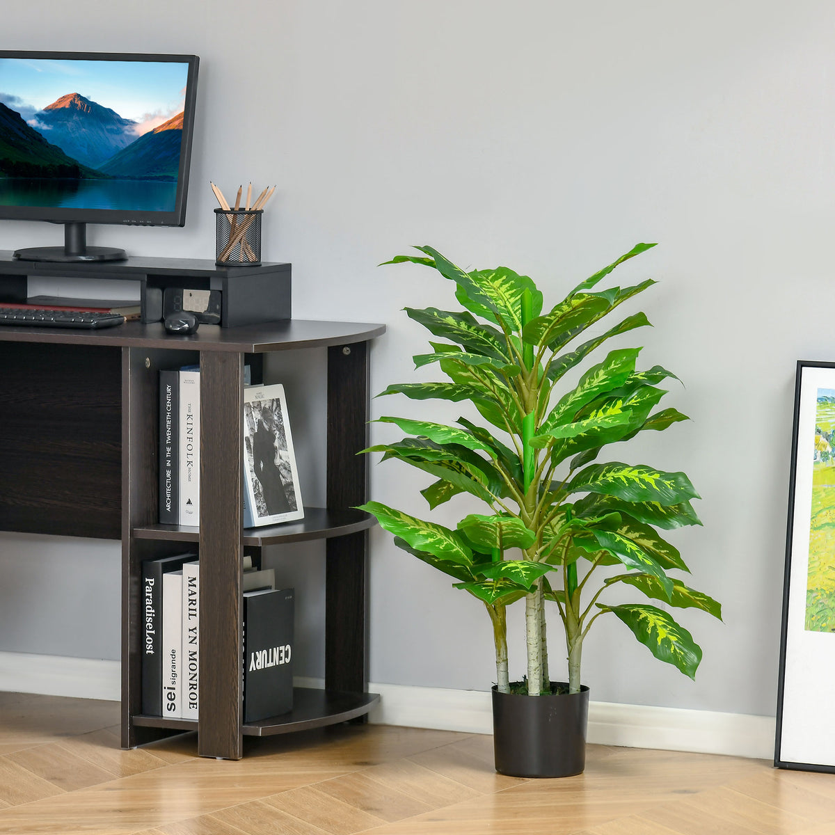 Plante artificielle calathea hauteur 95 cm pot ciment - intérieur-9