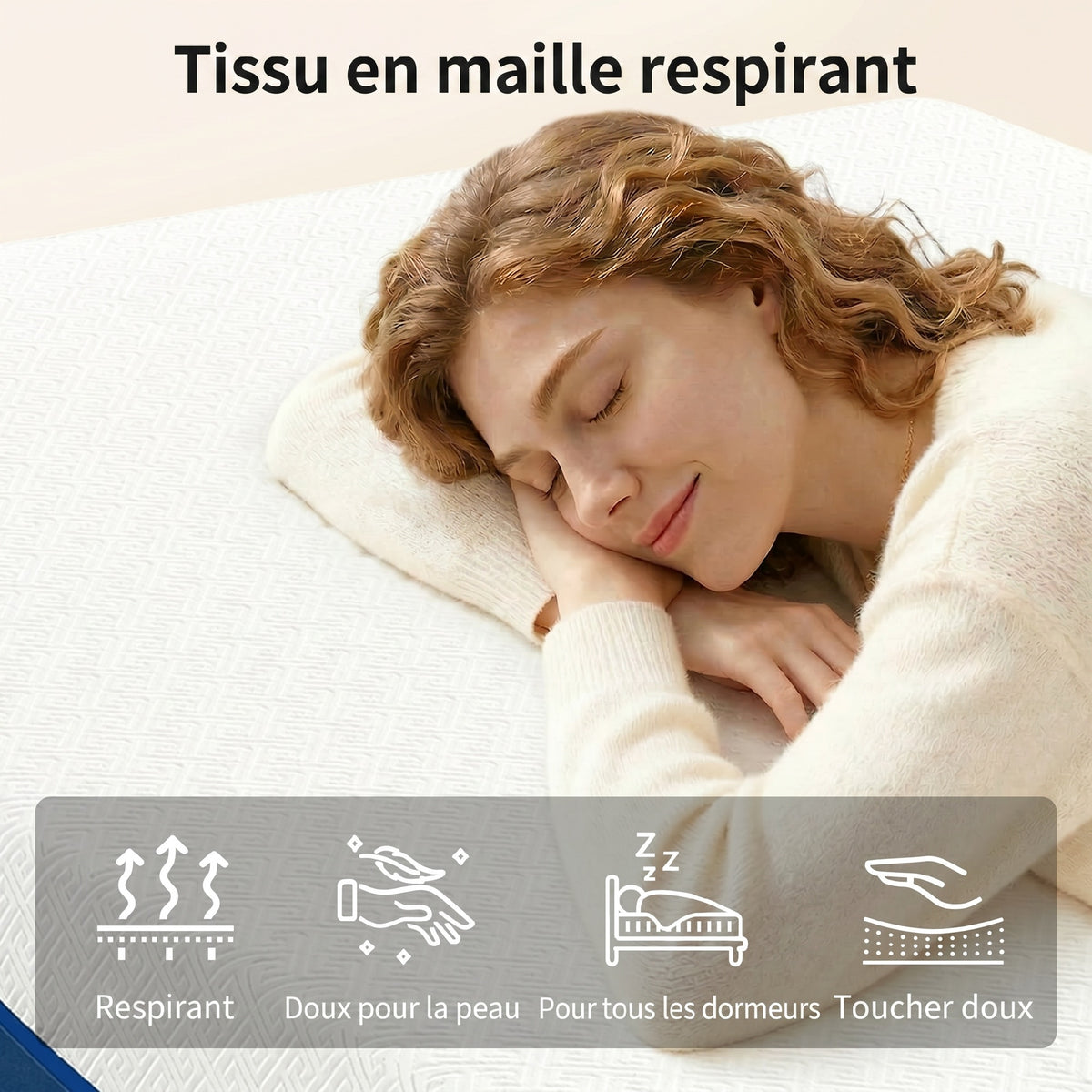 Matelas 140x190cm, matelas 2 personnes, mousse à mémoire de forme au thé vert, housse amovible lavable, fermeté moyenne-3