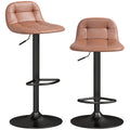 Lot de 2 Tabourets de Bar en Cuir PU, Rétro-Industriel, Hauteur Réglable, Pivotant 360°, 40x41,5x76-98cm, Marron Foncé-0