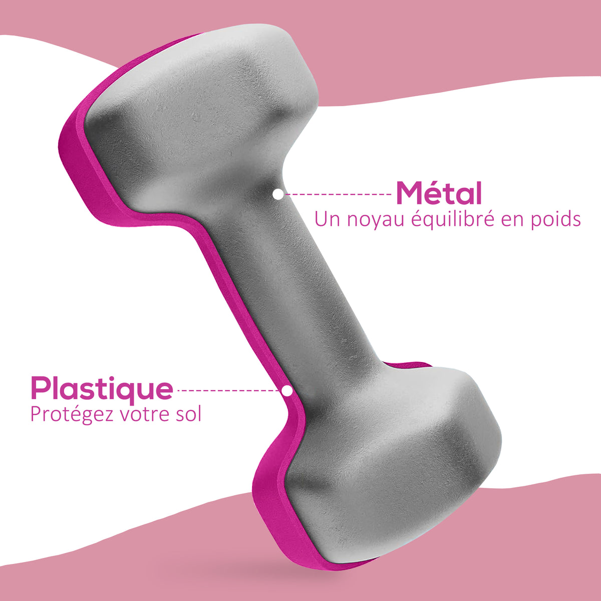 Lot de 2 haltères hexagonales avec poignée antidérapante pour l'entraînement à la maison, 2 x 3 kg, rose-4