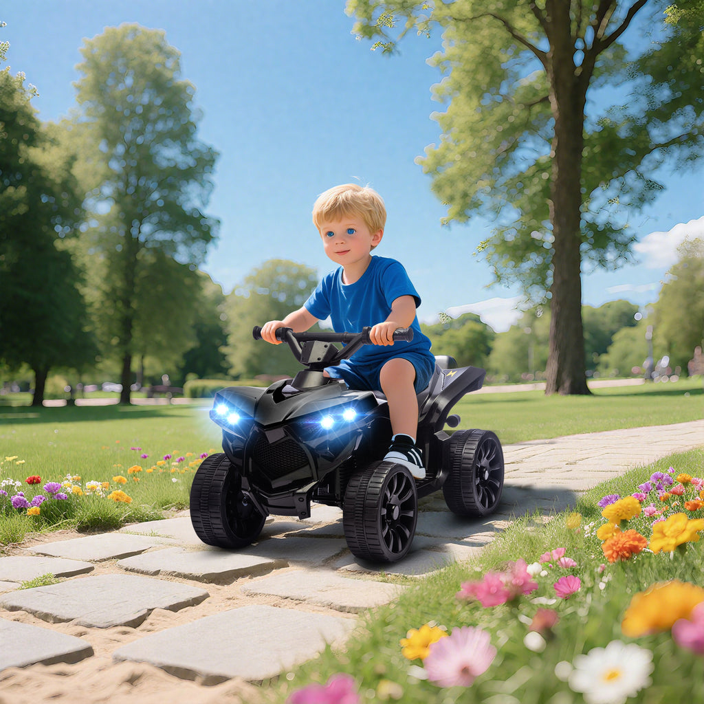 Quad Électrique Enfant 6V, Voiture Électrique Enfants ATV, Musique et Phares LED, 18-56 Mois, 70x42x45cm, Noir-1