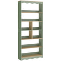 Bibliothèque, étagère de rangement à 6 niveaux avec 6 compartiments ouverts, 76 x 23,8 x 180 cm, bois naturel et vert-0