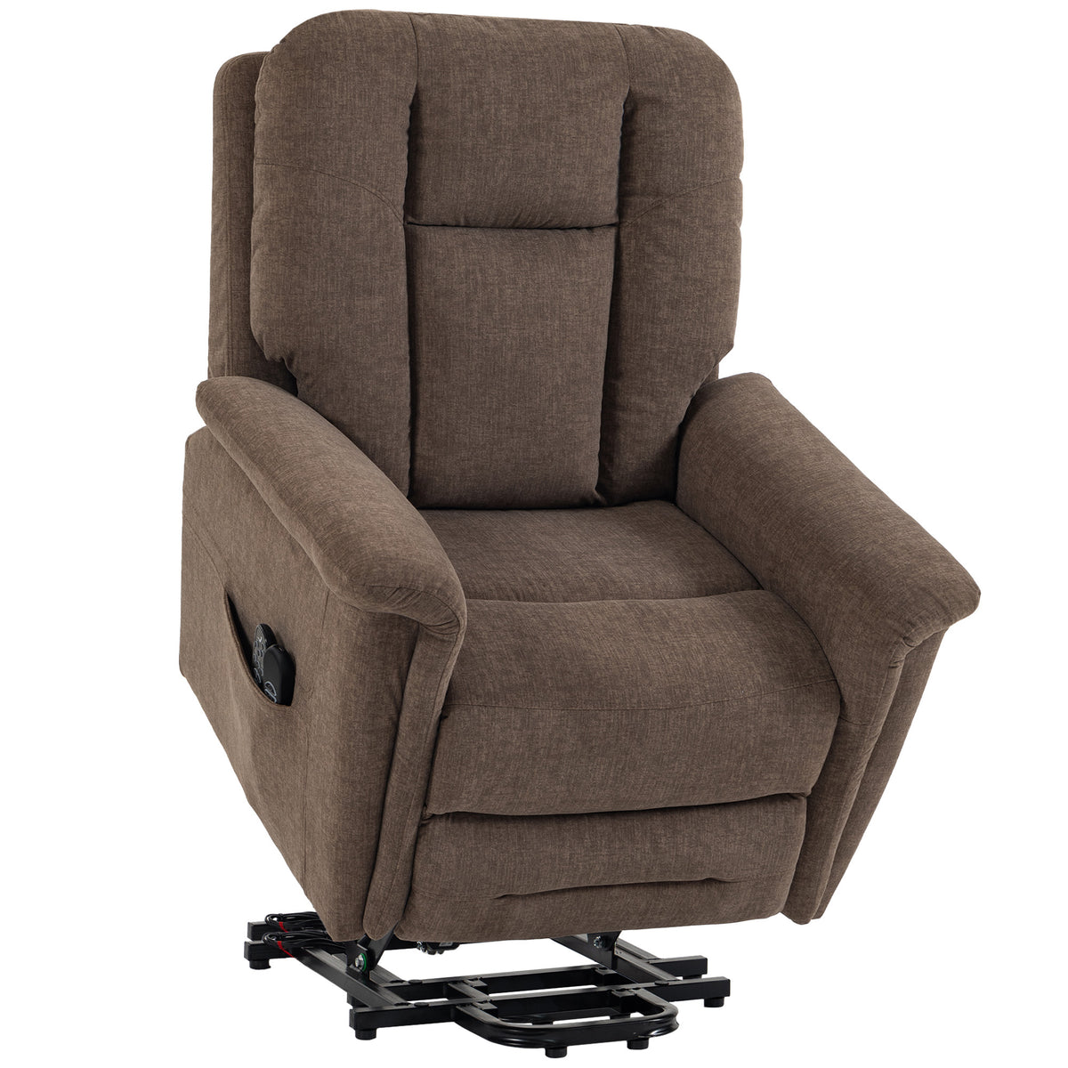 Fauteuil Releveur Électrique Massage et Chaleur Fauteuil Relax Électrique Velours Port USB Dossier Inclinable Marron-0