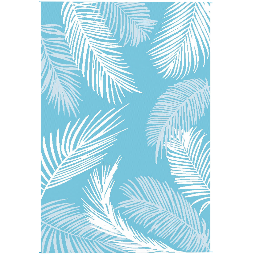 Tapis d'extérieur réversible 274x182 cm, tapis de sol en PP résistant aux intempéries, sac de transport, bleu-0