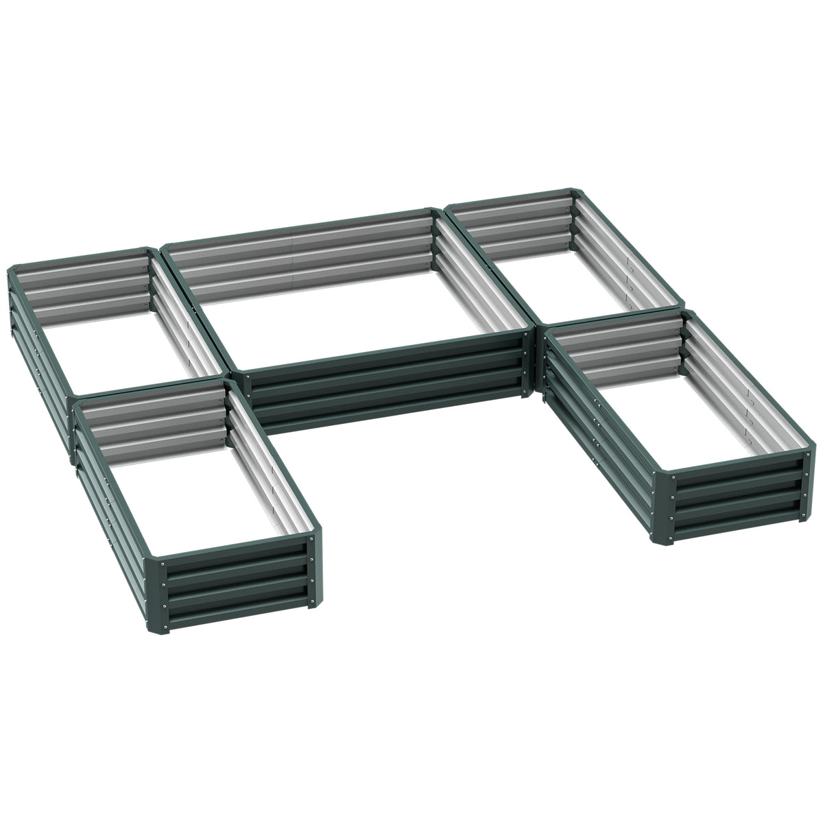 Jardinière carré potager de jardin en acier modulable ensemble de 5 jardinières pour légumes, plantes, fleurs, vert-0