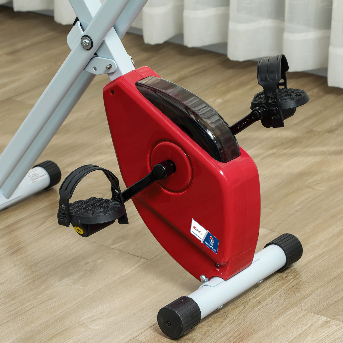 Vélo d'appartement pliable - 8 niveaux de résistance, selle et dossier réglables, rouge-8