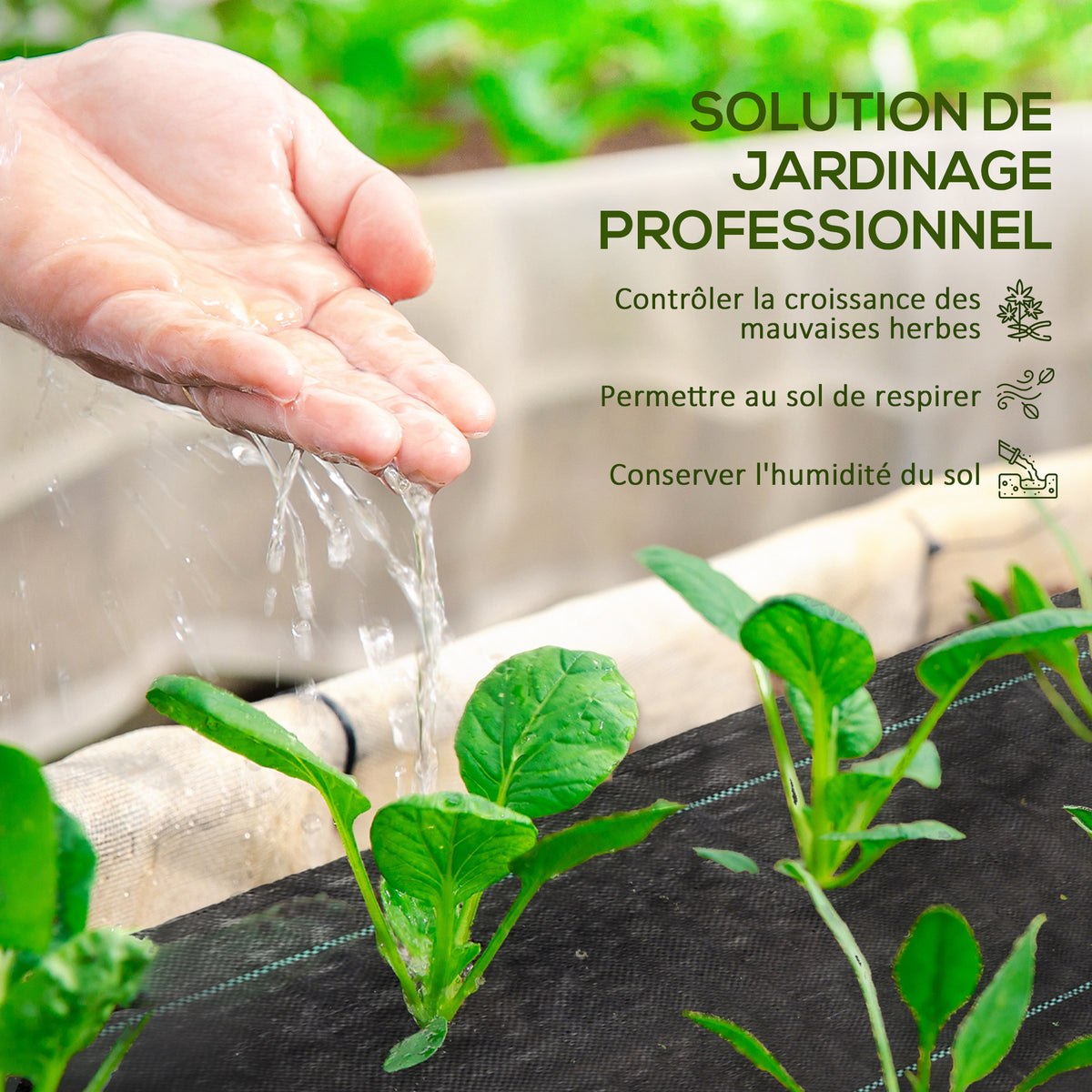 Toile de paillage géotextile de paillage contre les mauvais herbes 100 x 2 m résistant aux déchirures polypropylène noir-3